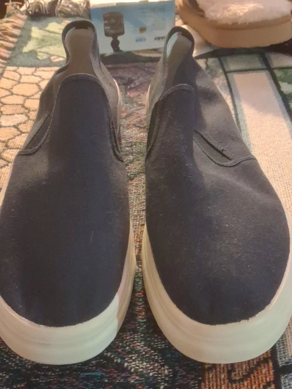 Classic Men's Slip-On Canvas Loafers in Navy with White Sole